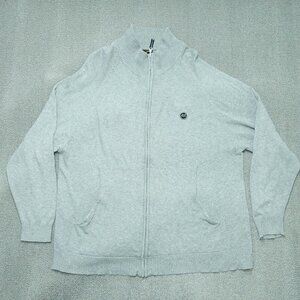 Mecca Sweater Jacket Men Size 2XL Grey Zip Up Pockets Collard Long Sleeve